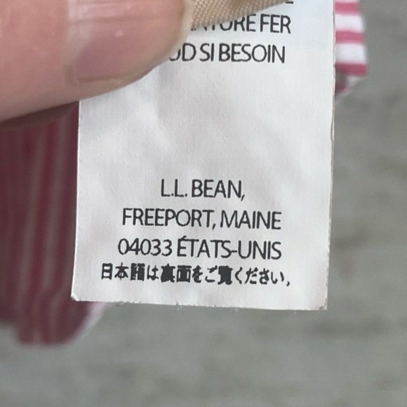 L.L. Bean Searsucker Red and White Striped Shirt Size Medium Coastal Nautical - Picture 9 of 15